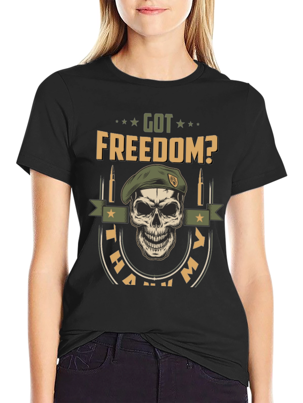 Got Freedom? Skull Graphic Tee - Military Tribute