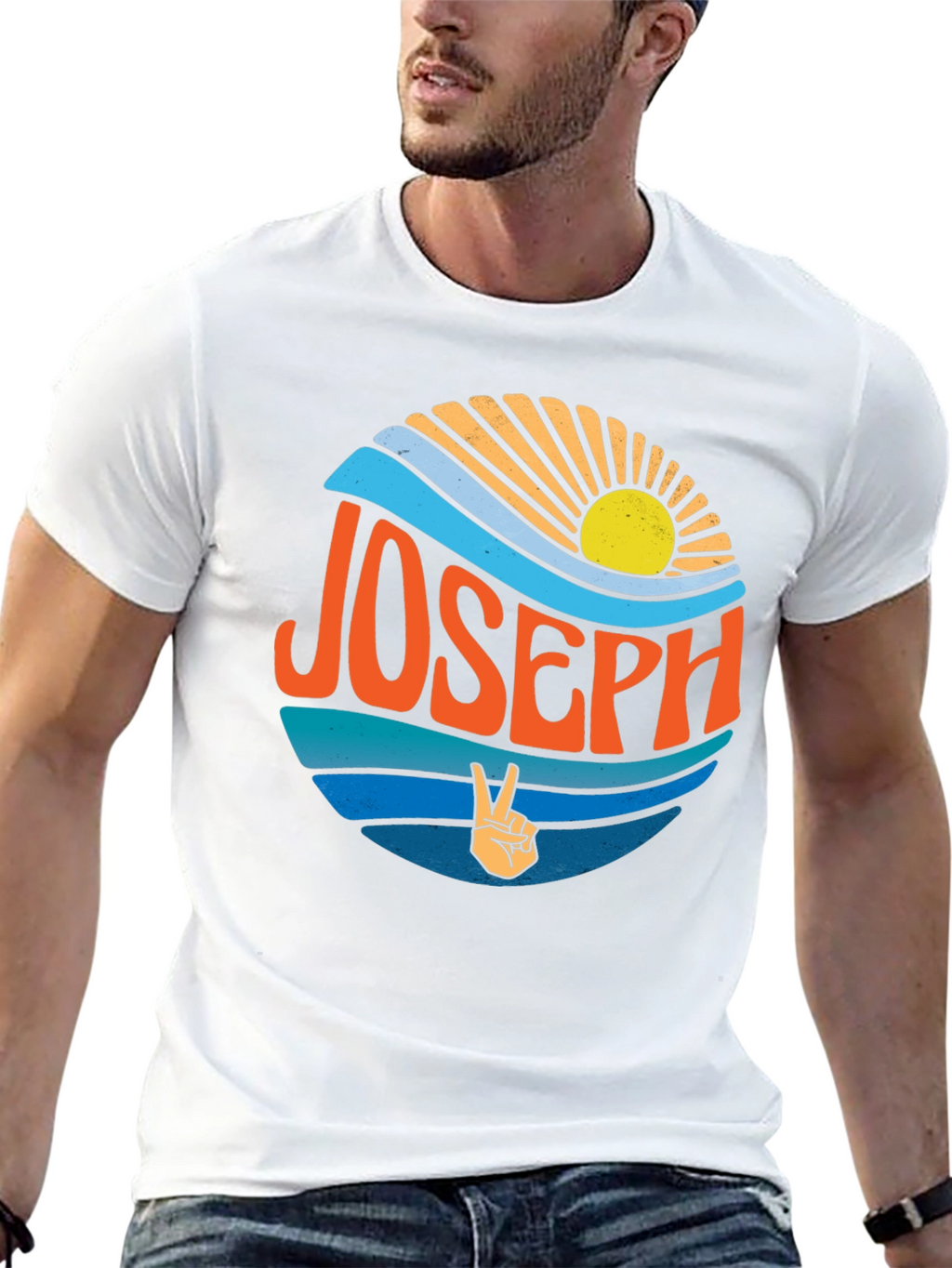 Joseph Retro Sunset T-Shirt - Custom Name Tee
