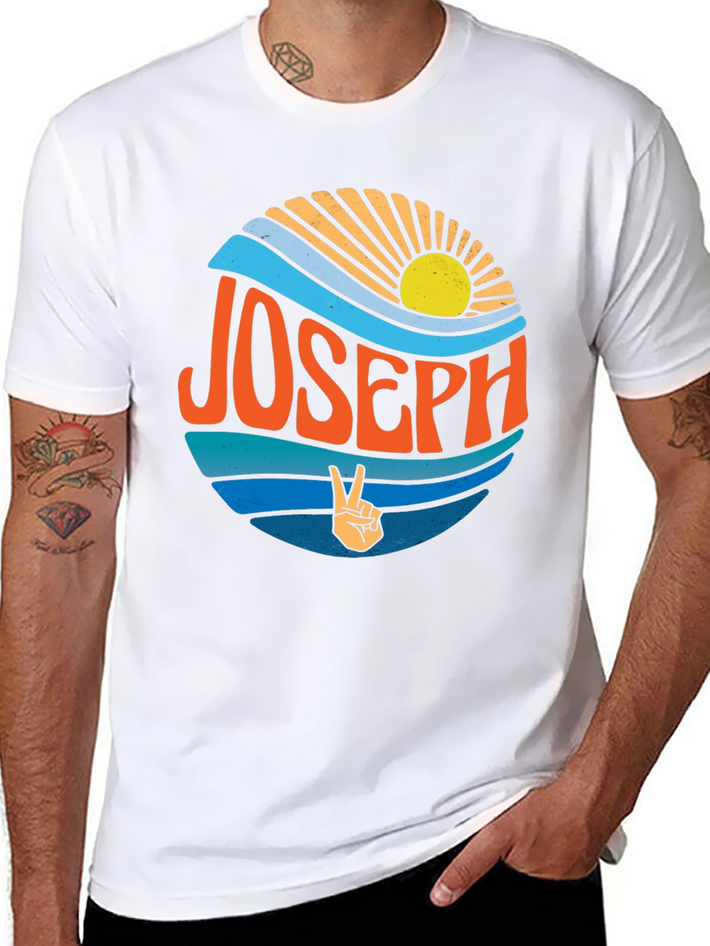Joseph Retro Sunset T-Shirt - Custom Name Tee