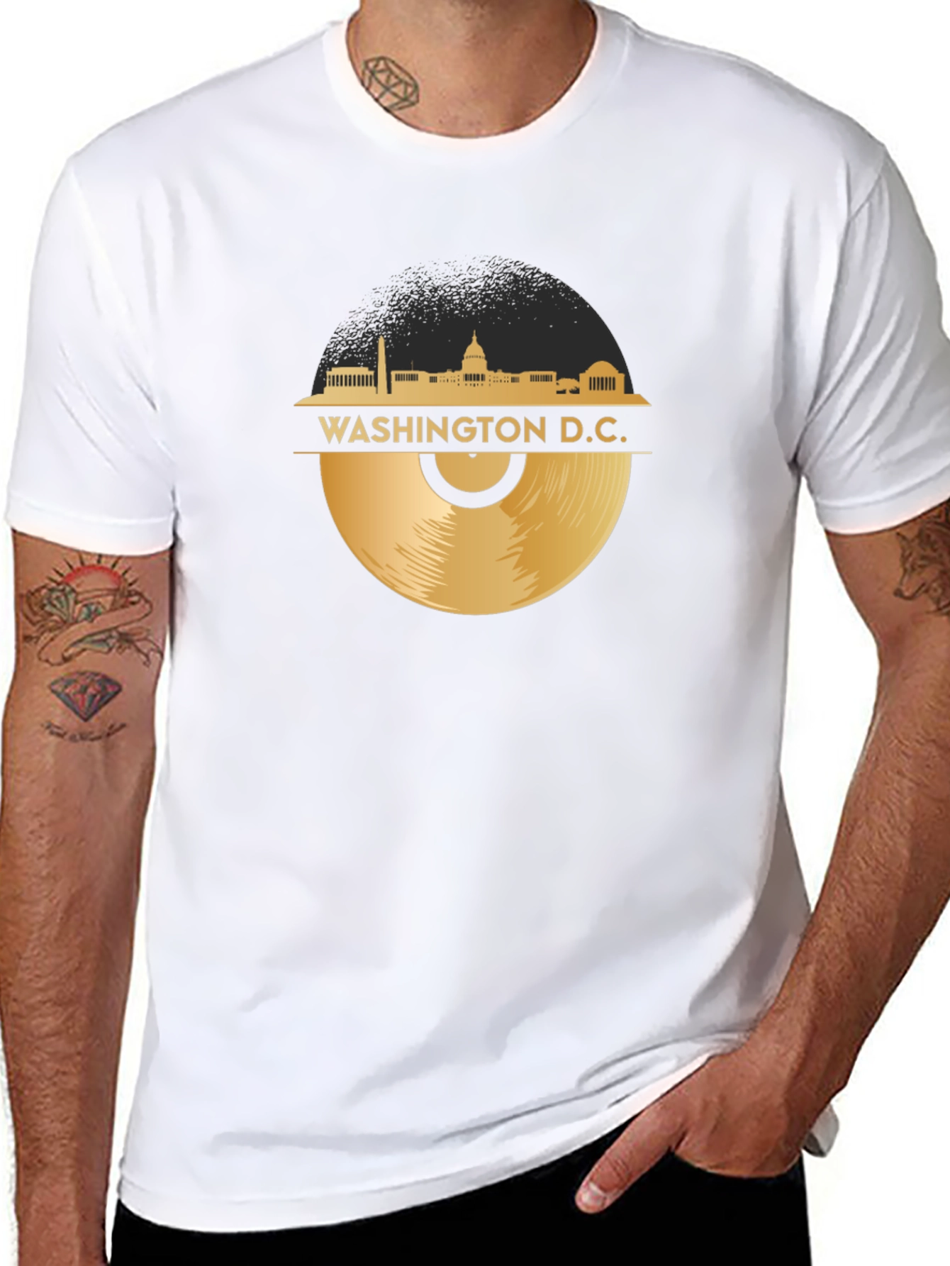 Washington D.C. Skyline Gold Record Graphic Tee