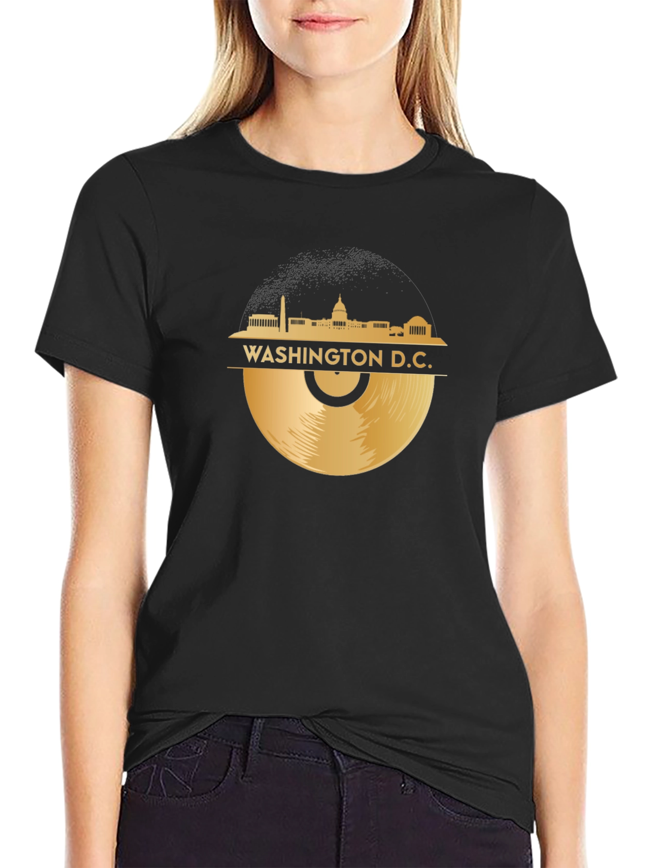 Washington D.C. Skyline Gold Record Graphic Tee