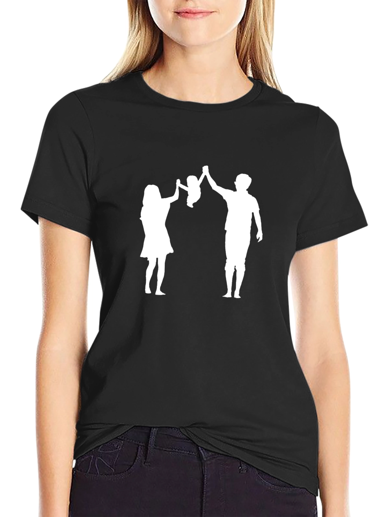 Family Silhouette T-Shirt - Dad Mom Baby