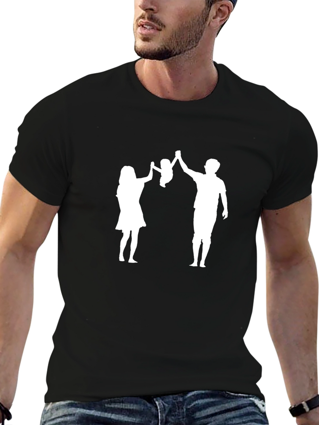 Family Silhouette T-Shirt - Dad Mom Baby