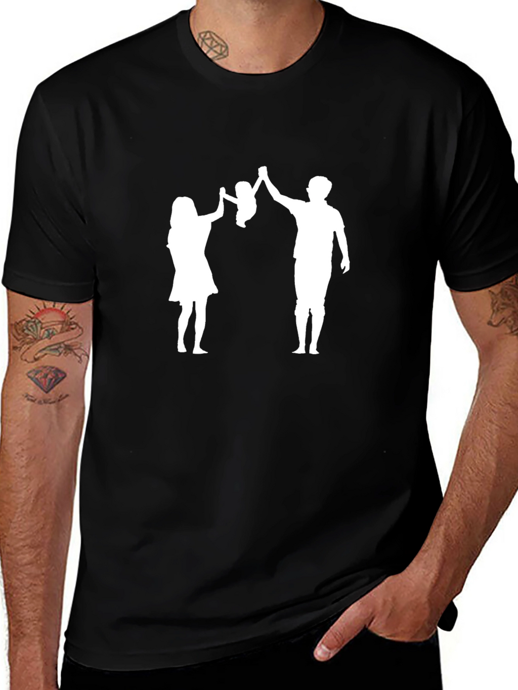 Family Silhouette T-Shirt - Dad Mom Baby