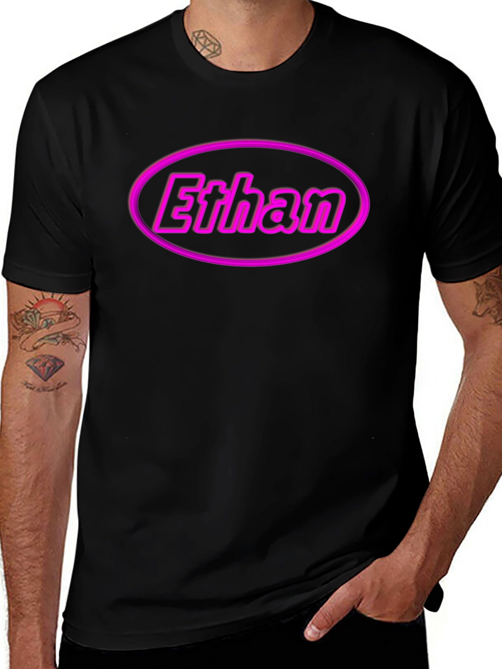 Ethan Custom Name Black T-Shirt