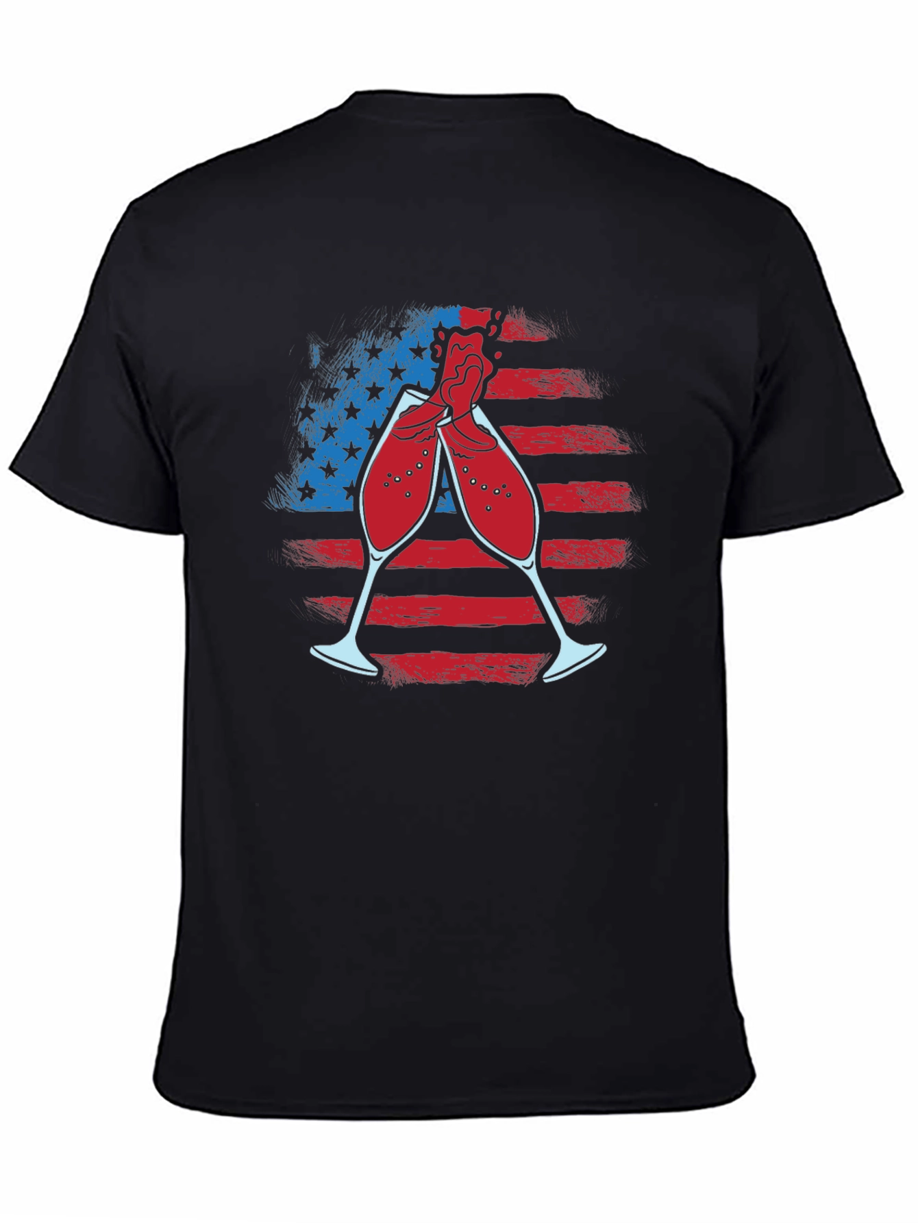 Patriotic Wine Toast T-Shirt - USA Flag Celebration