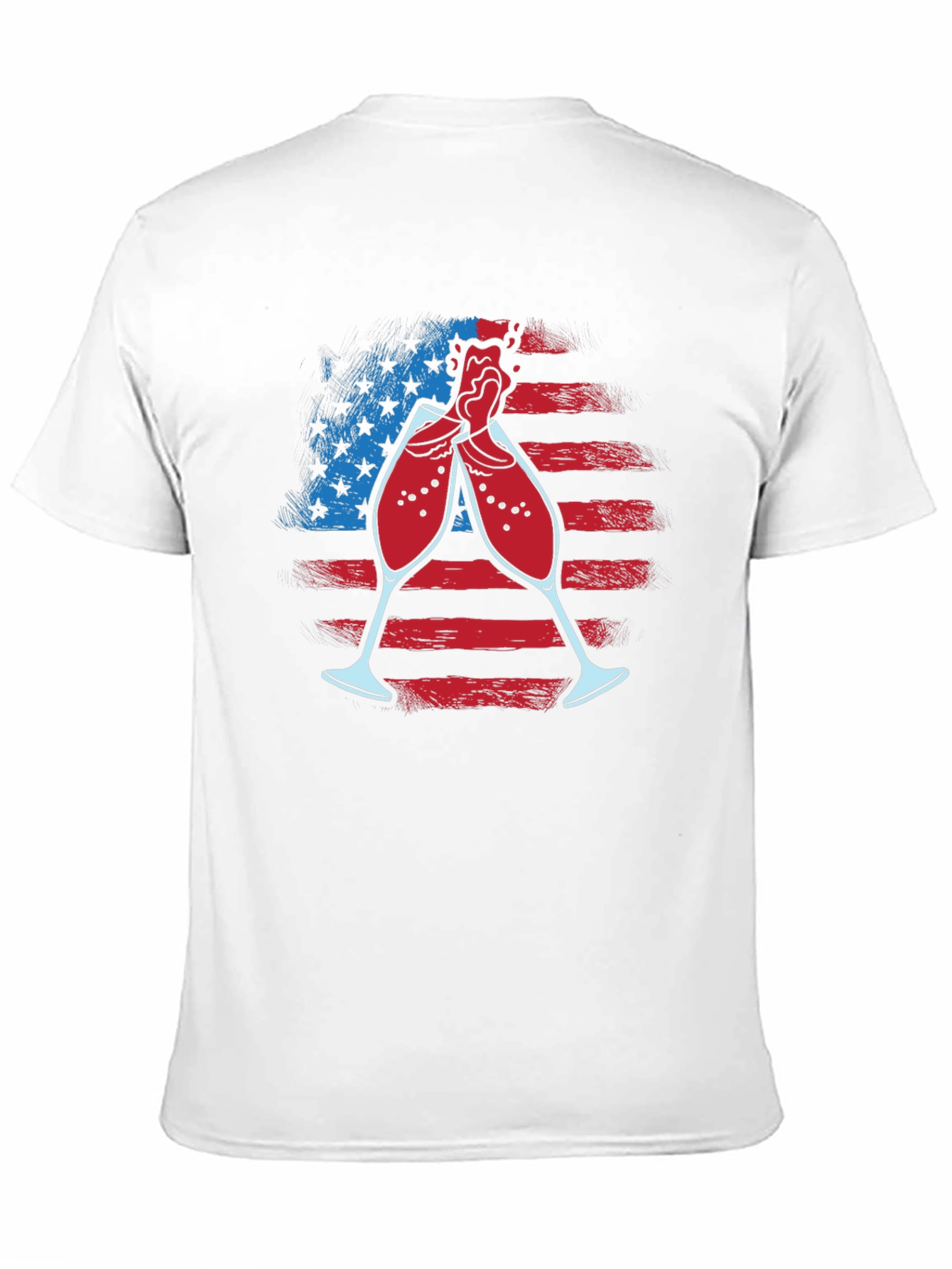Patriotic Wine Toast T-Shirt - USA Flag Celebration