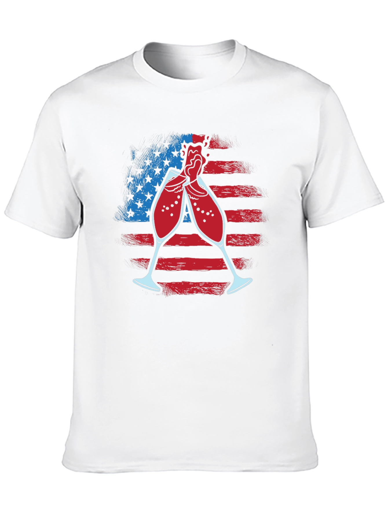 Patriotic Wine Toast T-Shirt - USA Flag Celebration