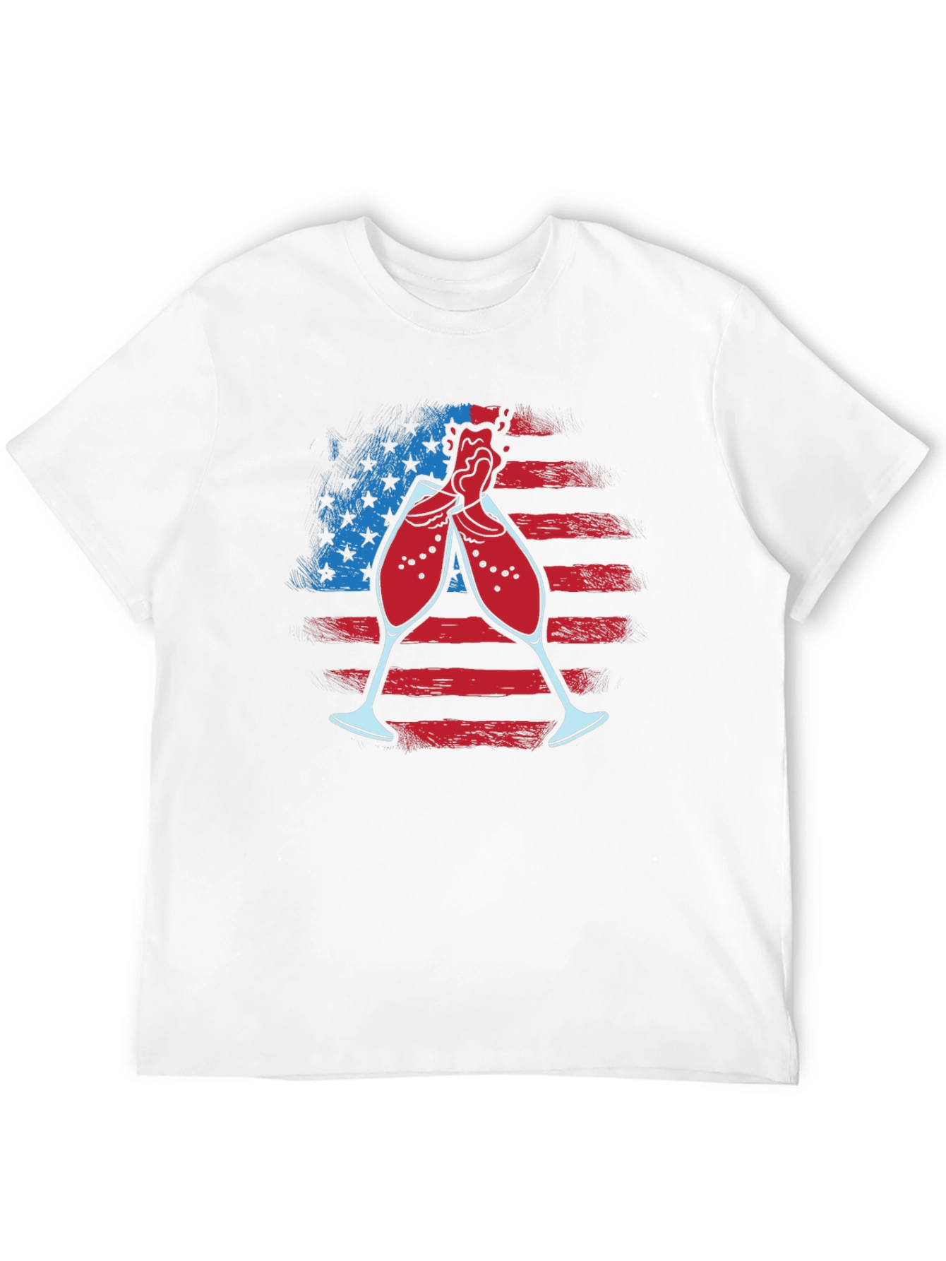 Patriotic Wine Toast T-Shirt - USA Flag Celebration
