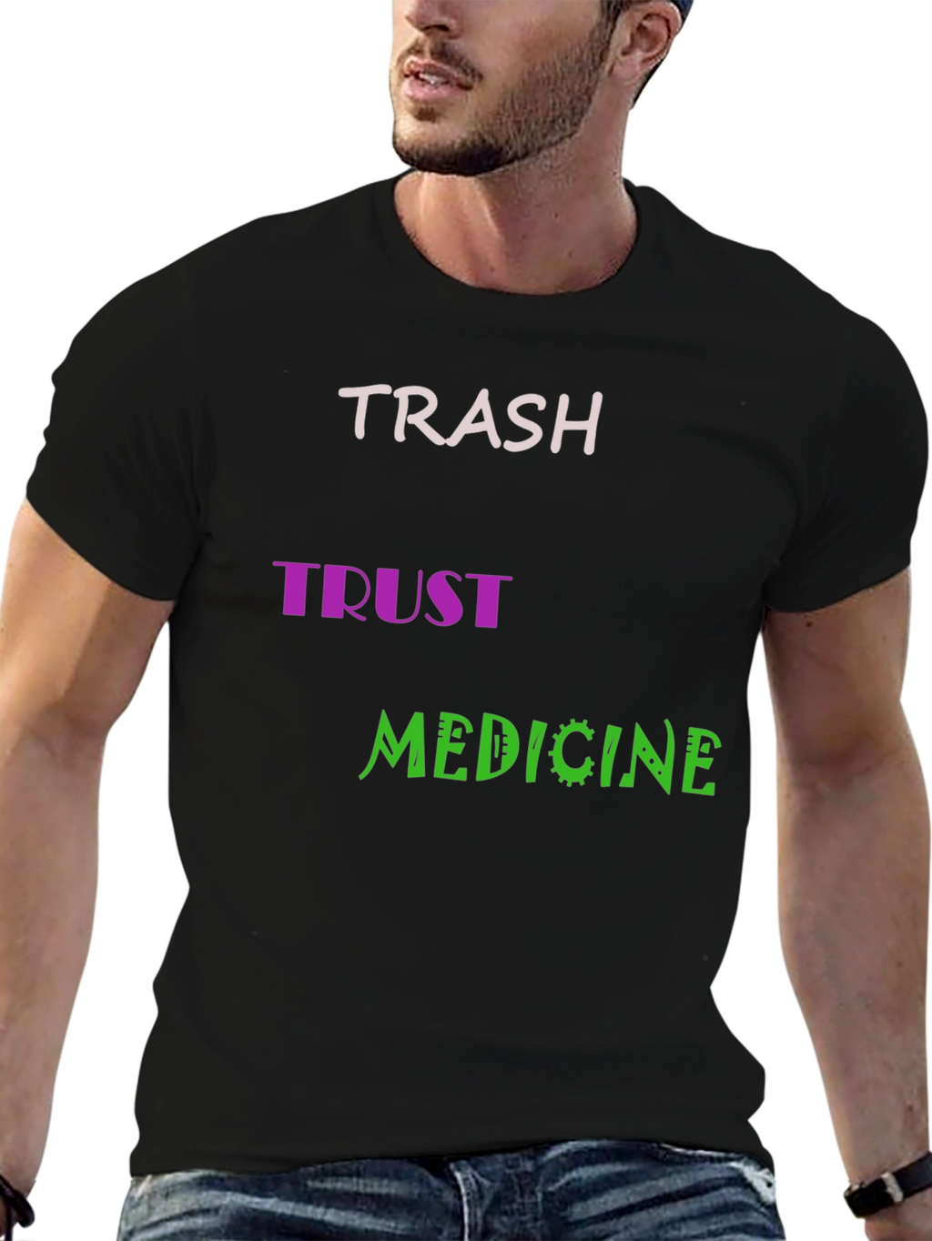 Trash Trust Medicine Mens Black Graphic Tee