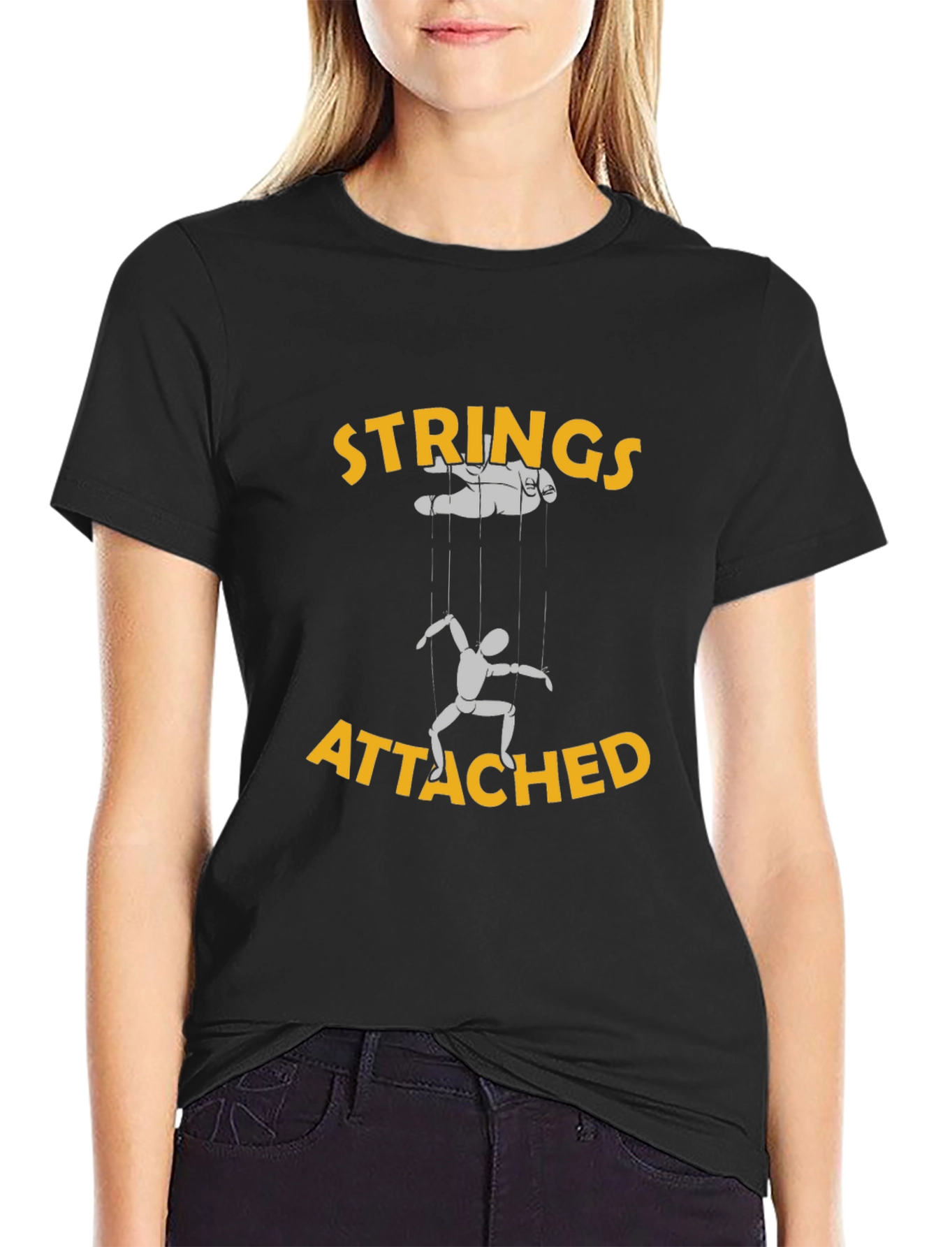 Strings Attached Graphic Tee - Black Cotton