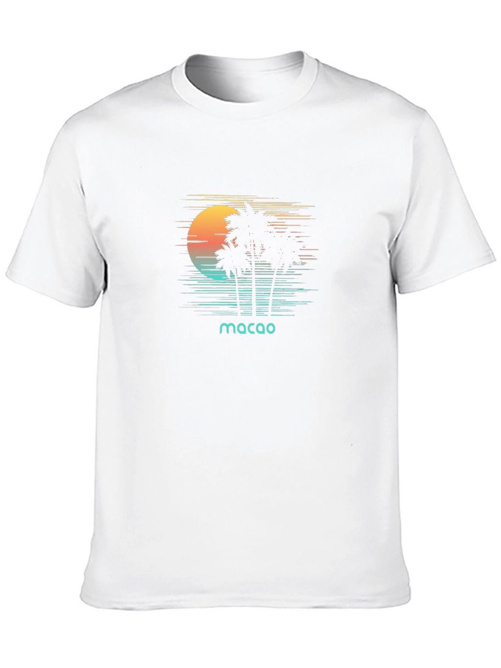 Macao Sunset Palm Tree Graphic Tee - Black