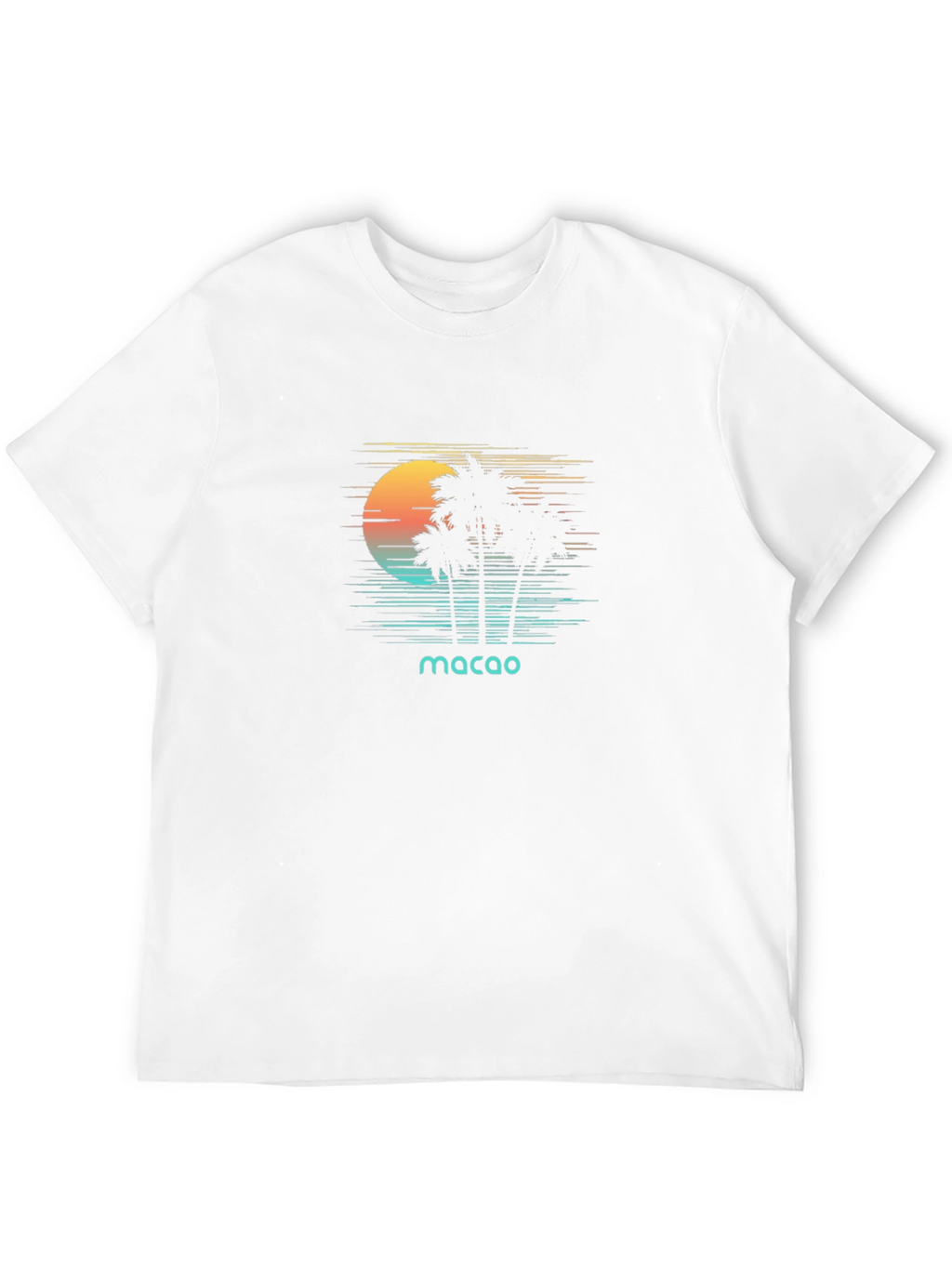 Macao Sunset Palm Tree Graphic Tee - Black