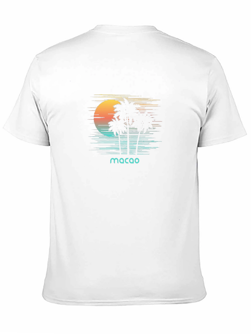 Macao Sunset Palm Tree Graphic Tee - Black