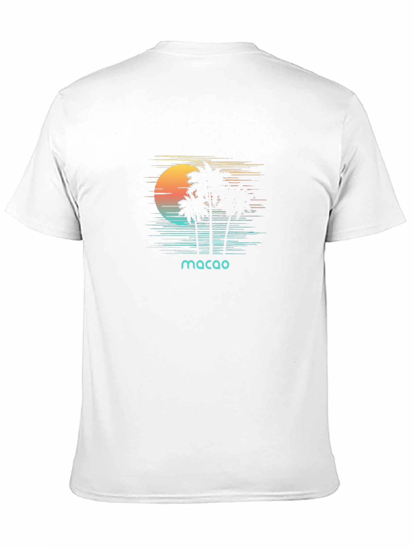 Macao Sunset Palm Tree Graphic Tee - Black