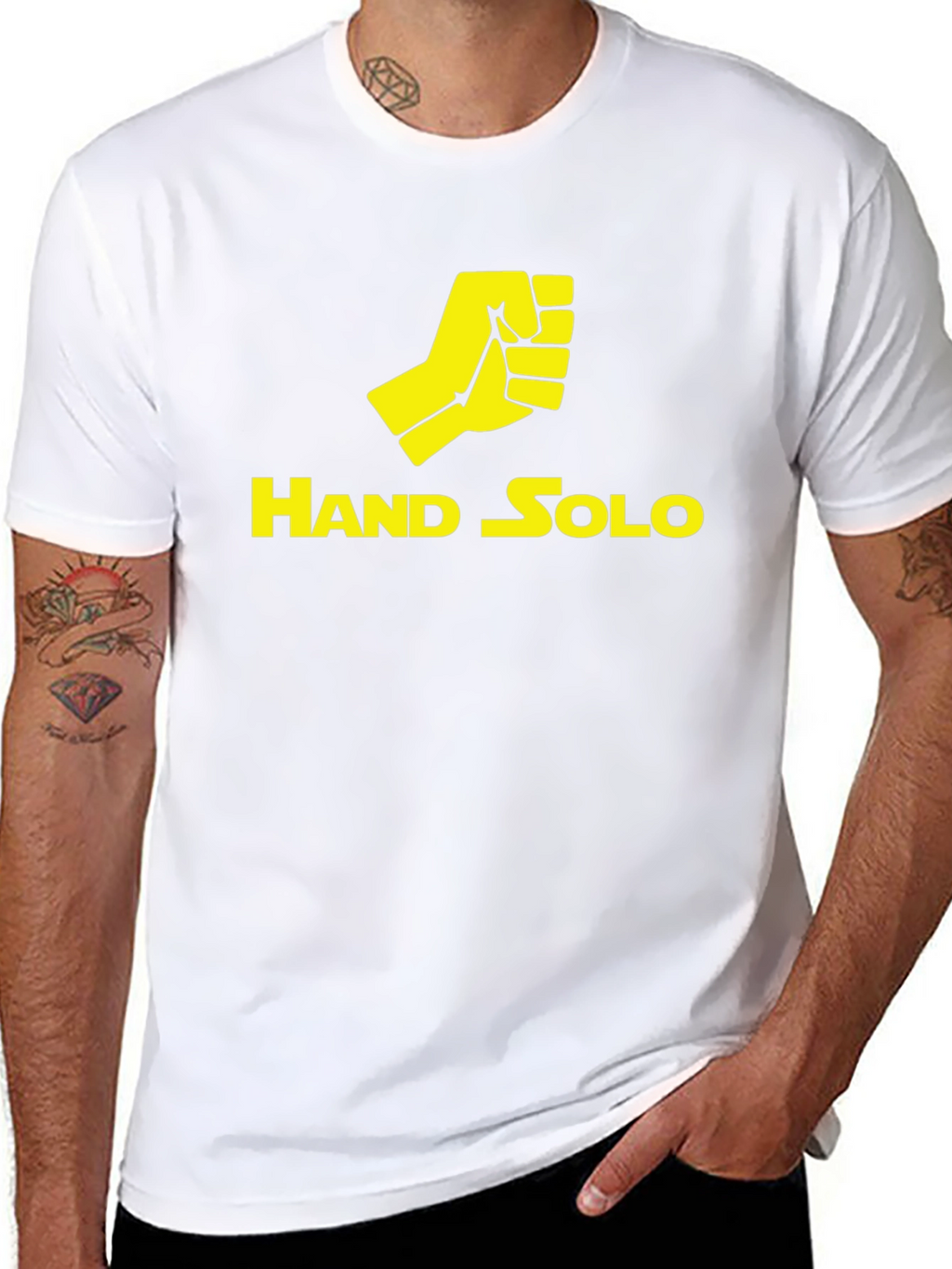 Hand Solo T-Shirt - Black Crew Neck Tee