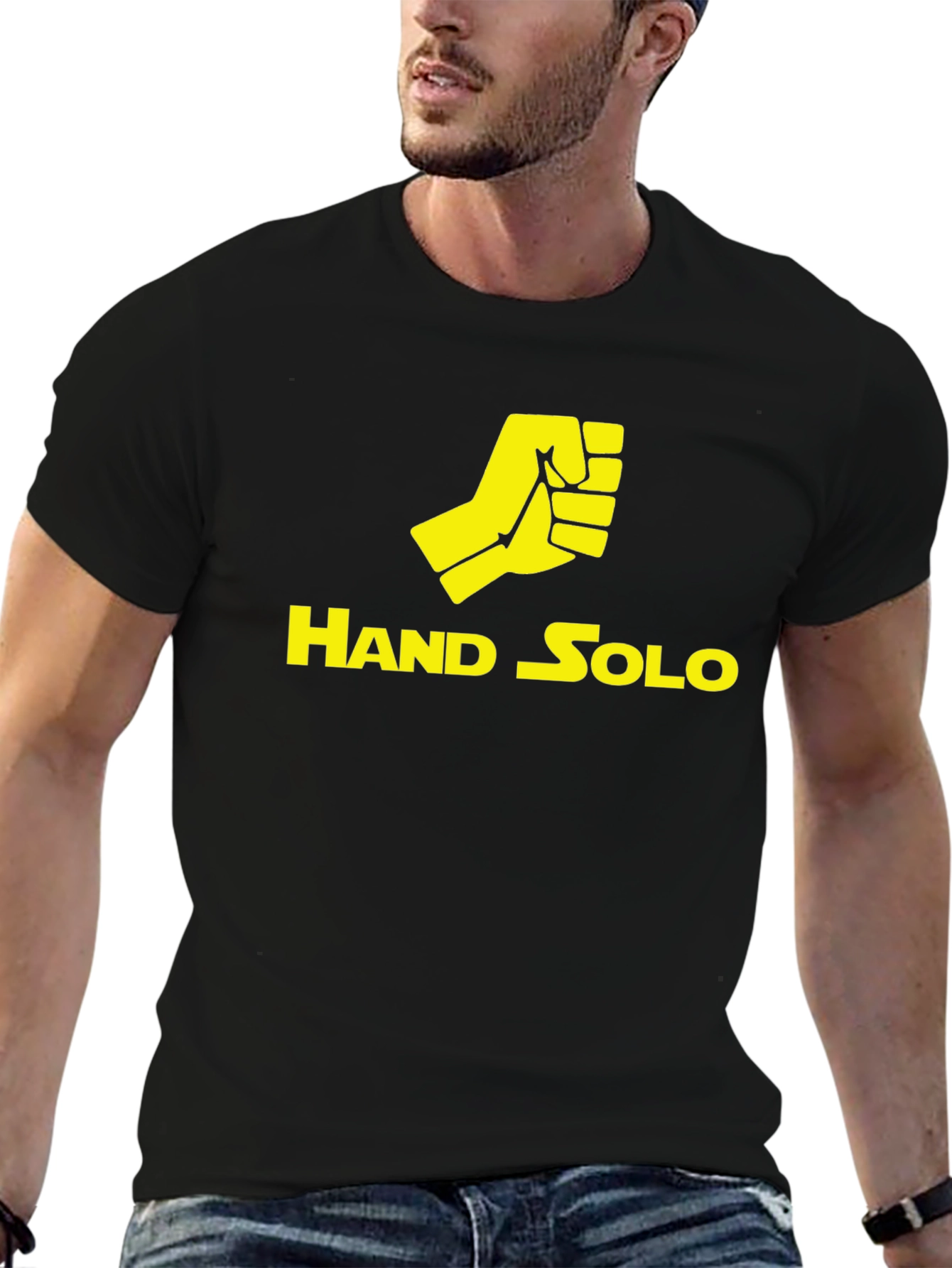 Hand Solo T-Shirt - Black Crew Neck Tee