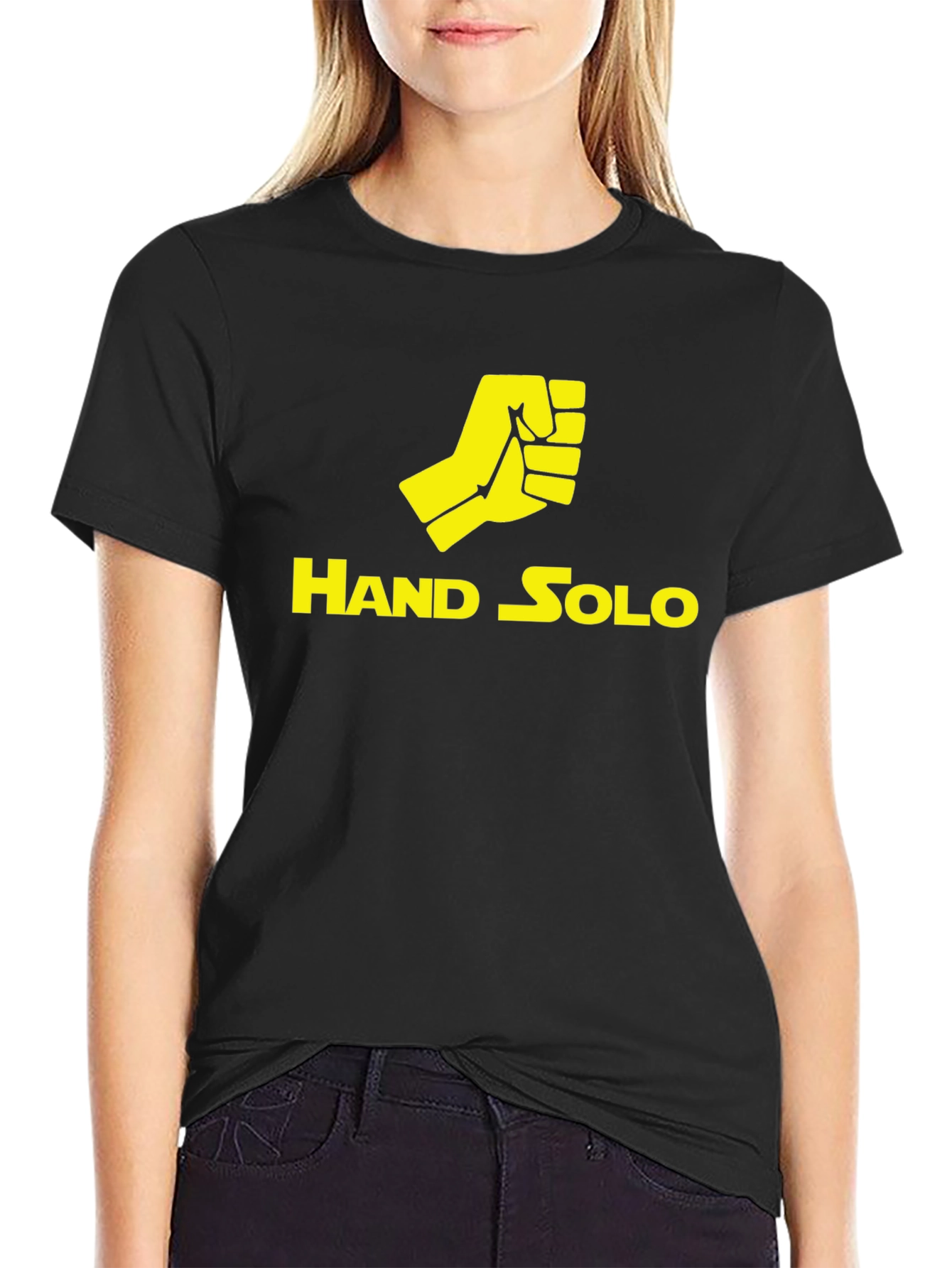 Hand Solo T-Shirt - Black Crew Neck Tee