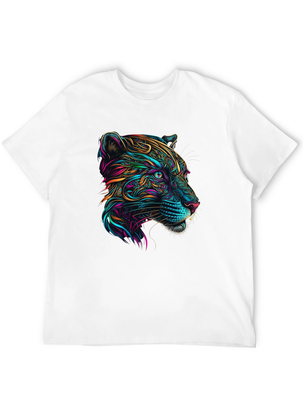 Vibrant Panther Graphic Tee - Stylish Mens Black T-Shirt