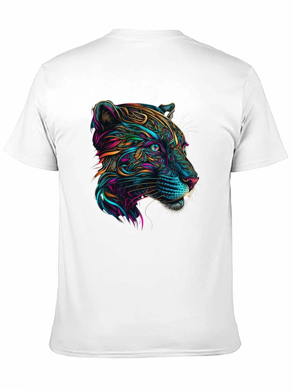 Vibrant Panther Graphic Tee - Stylish Mens Black T-Shirt