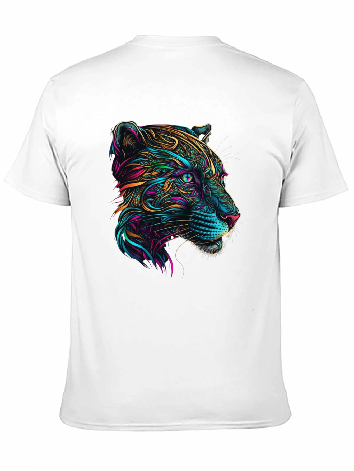 Vibrant Panther Graphic Tee - Stylish Mens Black T-Shirt