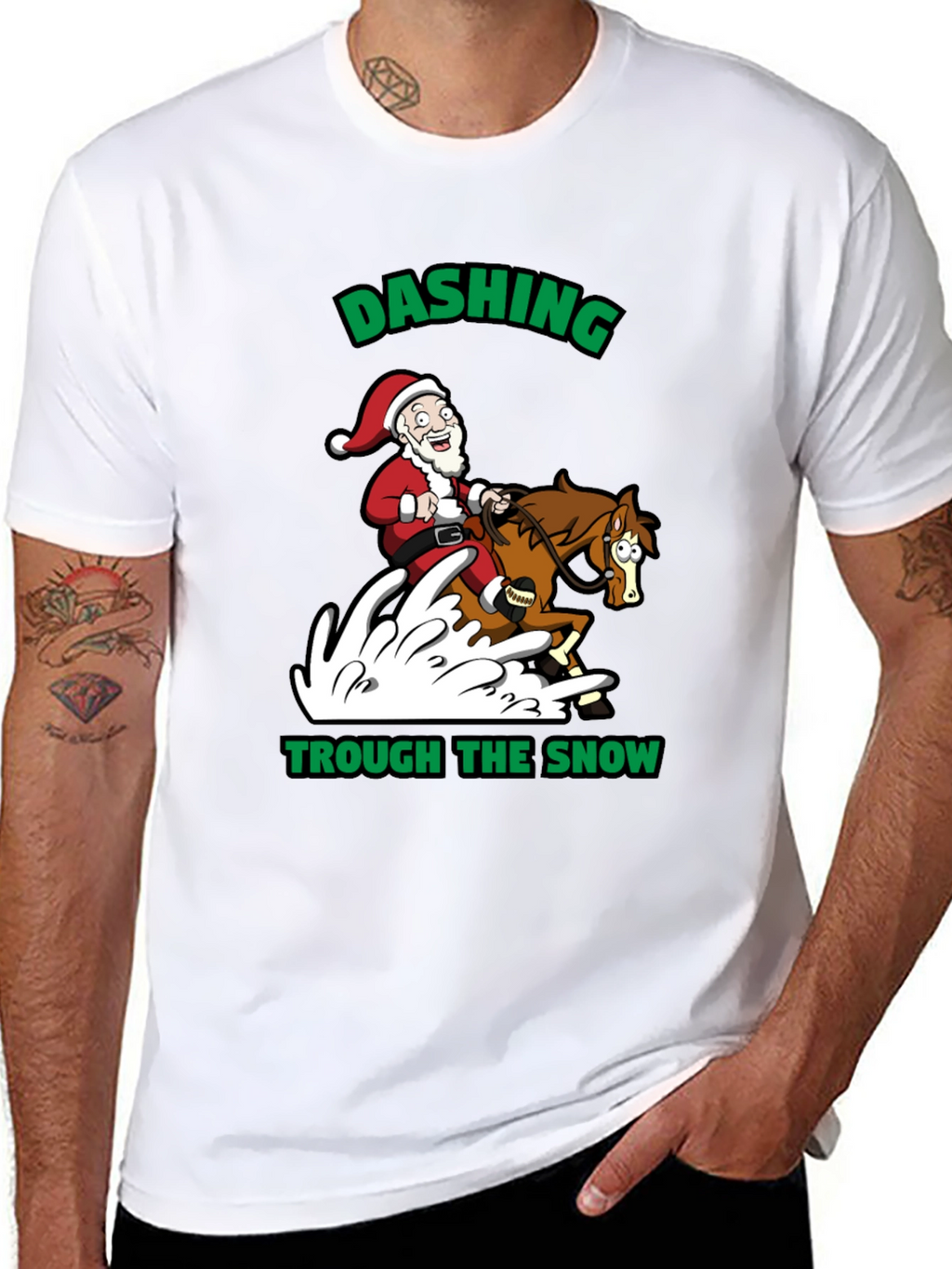 Dashing Through the Snow Santa T-Shirt