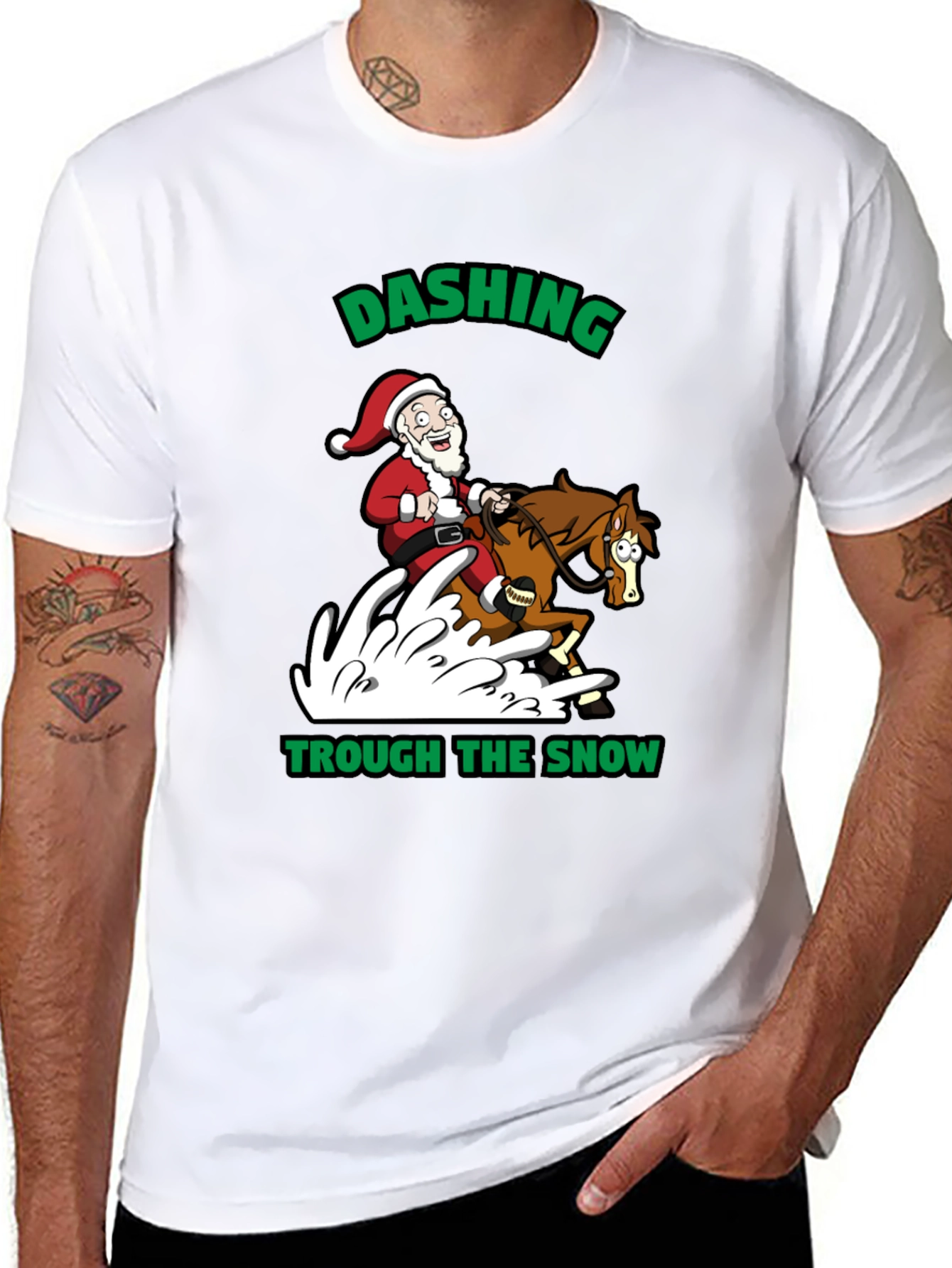 Dashing Through the Snow Santa T-Shirt