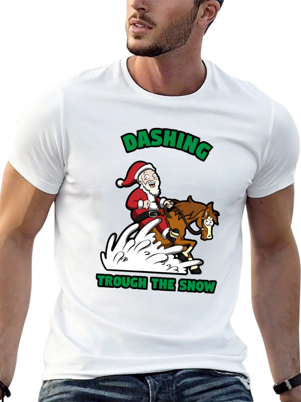 Dashing Through the Snow Santa T-Shirt