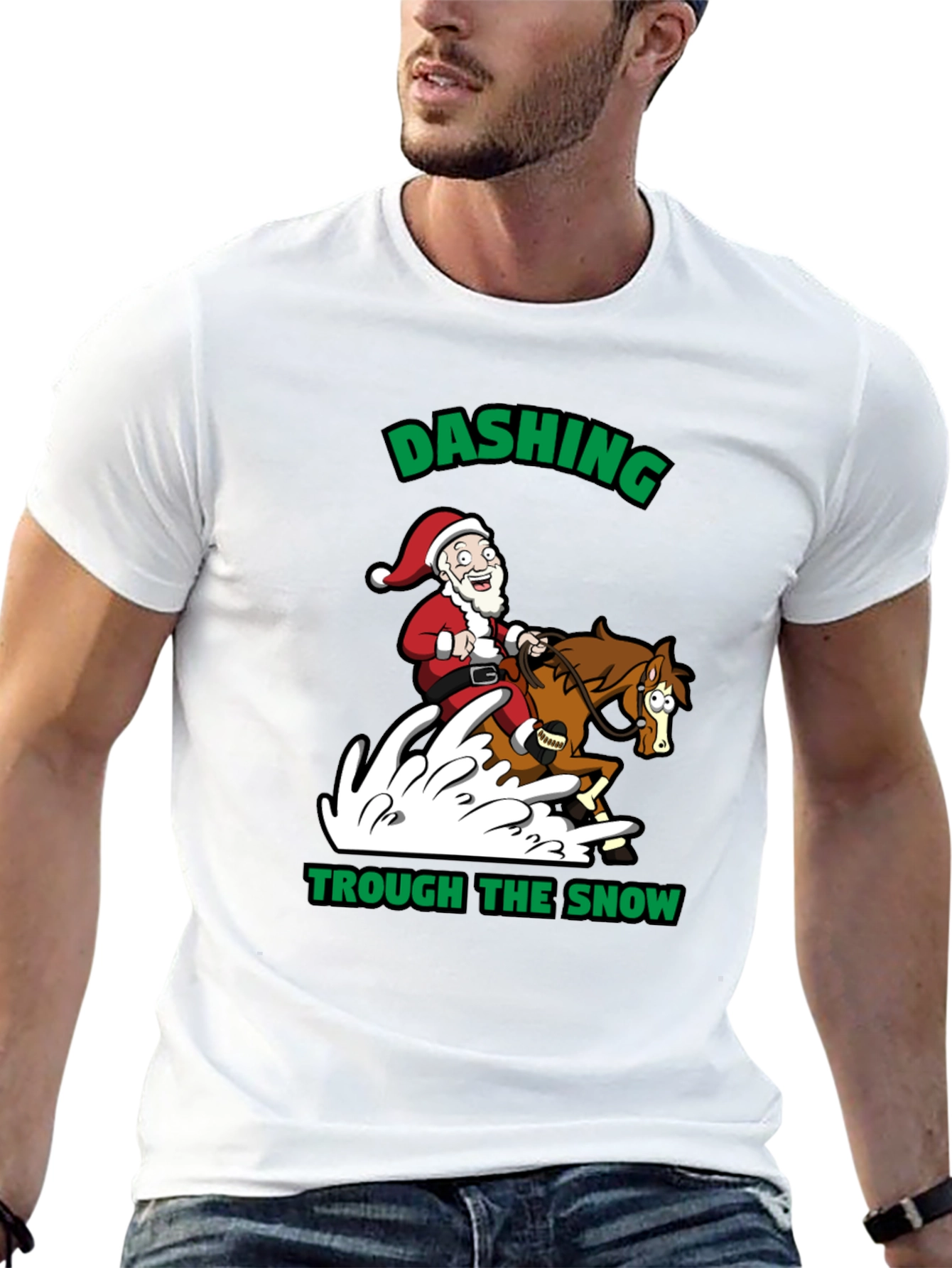 Dashing Through the Snow Santa T-Shirt