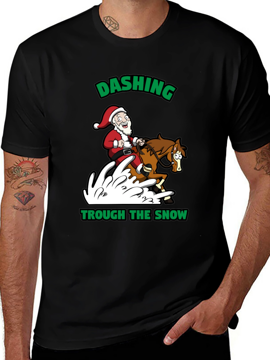 Dashing Through the Snow Santa T-Shirt