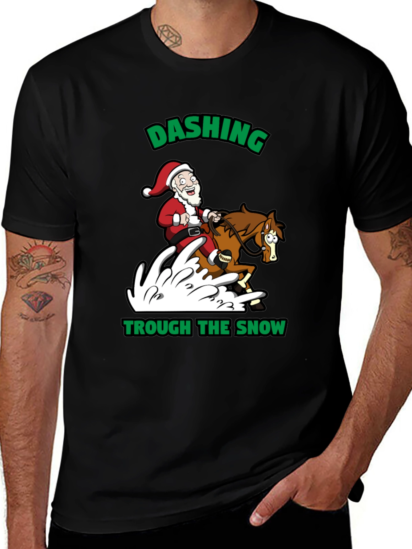 Dashing Through the Snow Santa T-Shirt