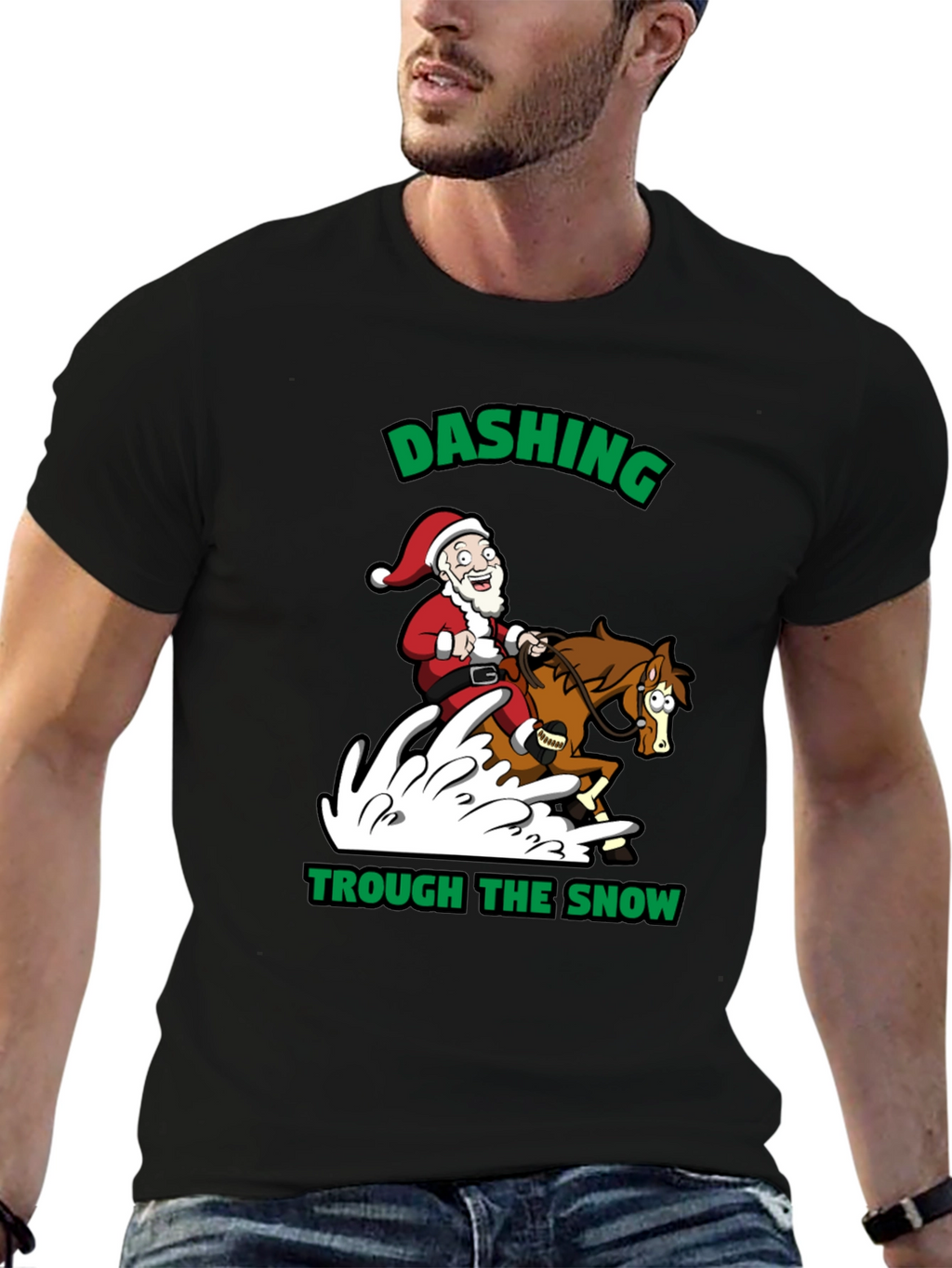 Dashing Through the Snow Santa T-Shirt