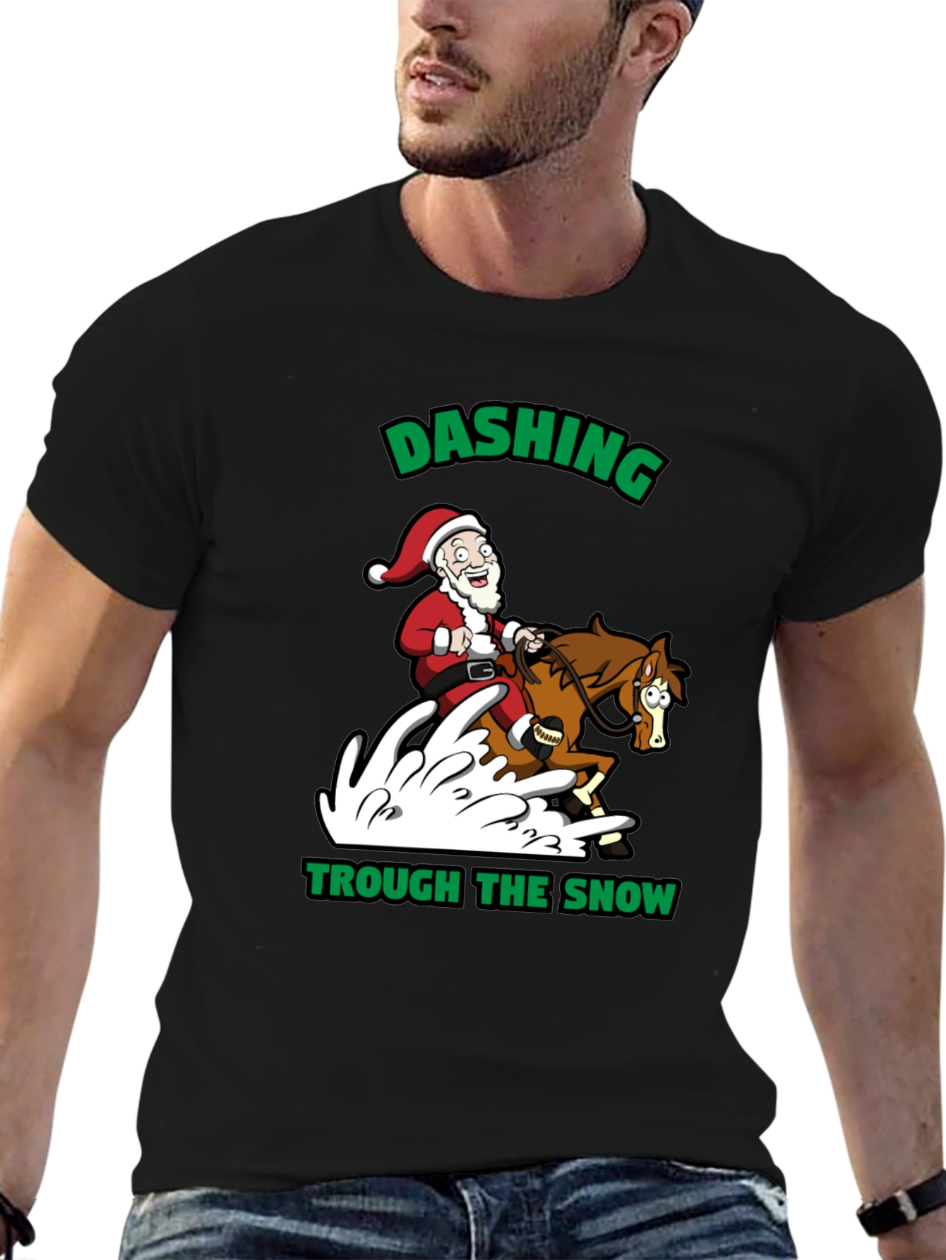 Dashing Through the Snow Santa T-Shirt