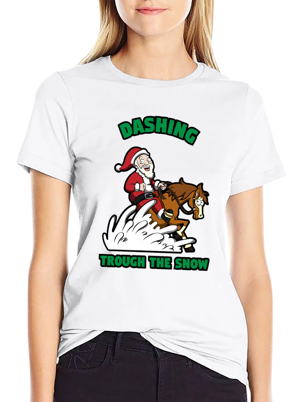 Dashing Through the Snow Santa T-Shirt