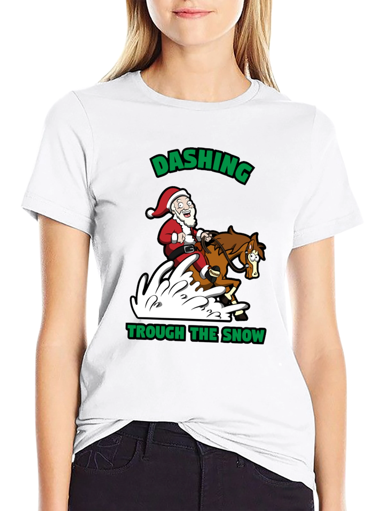 Dashing Through the Snow Santa T-Shirt