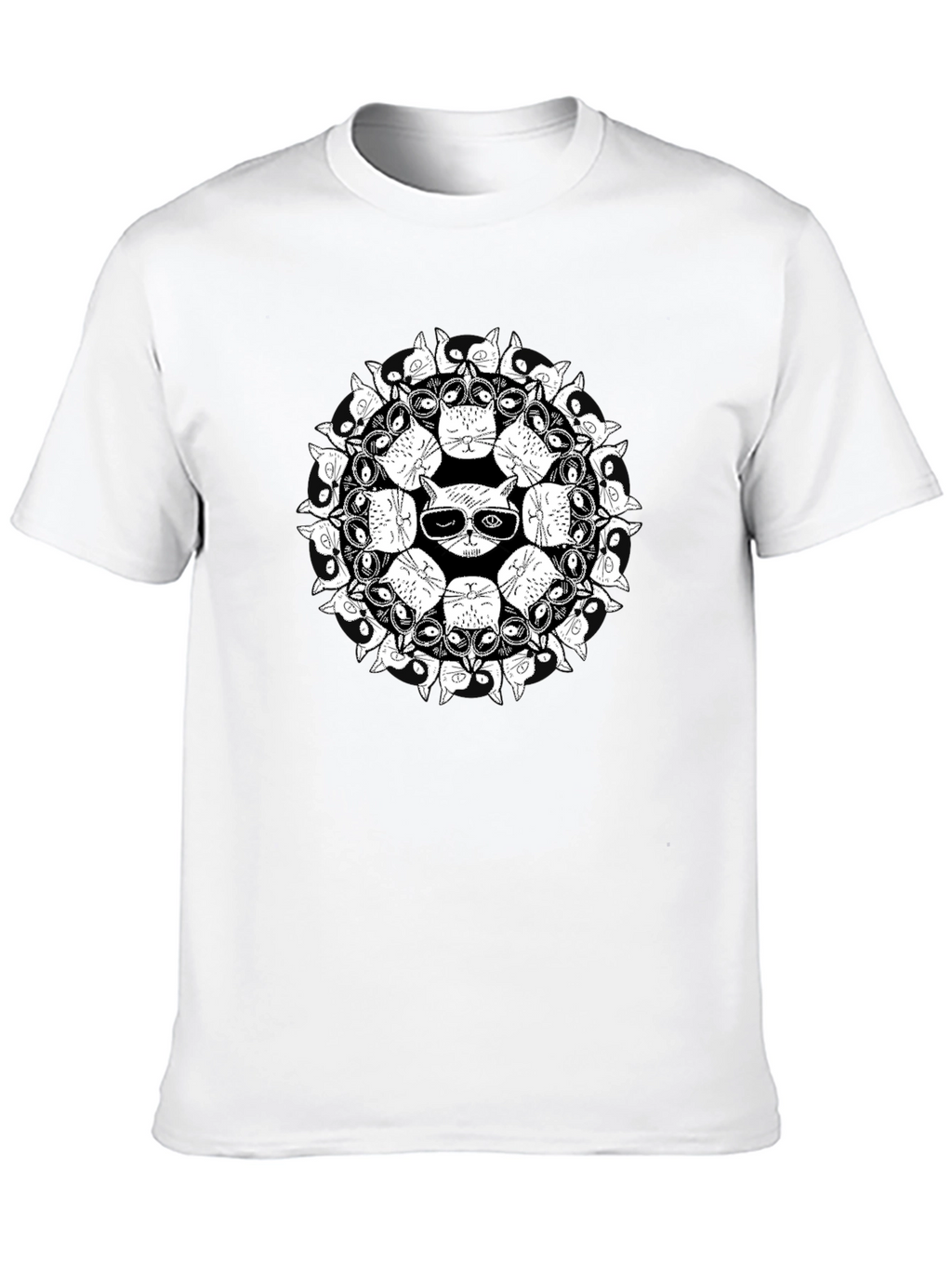 Cool Cat Mandala Graphic T-Shirt