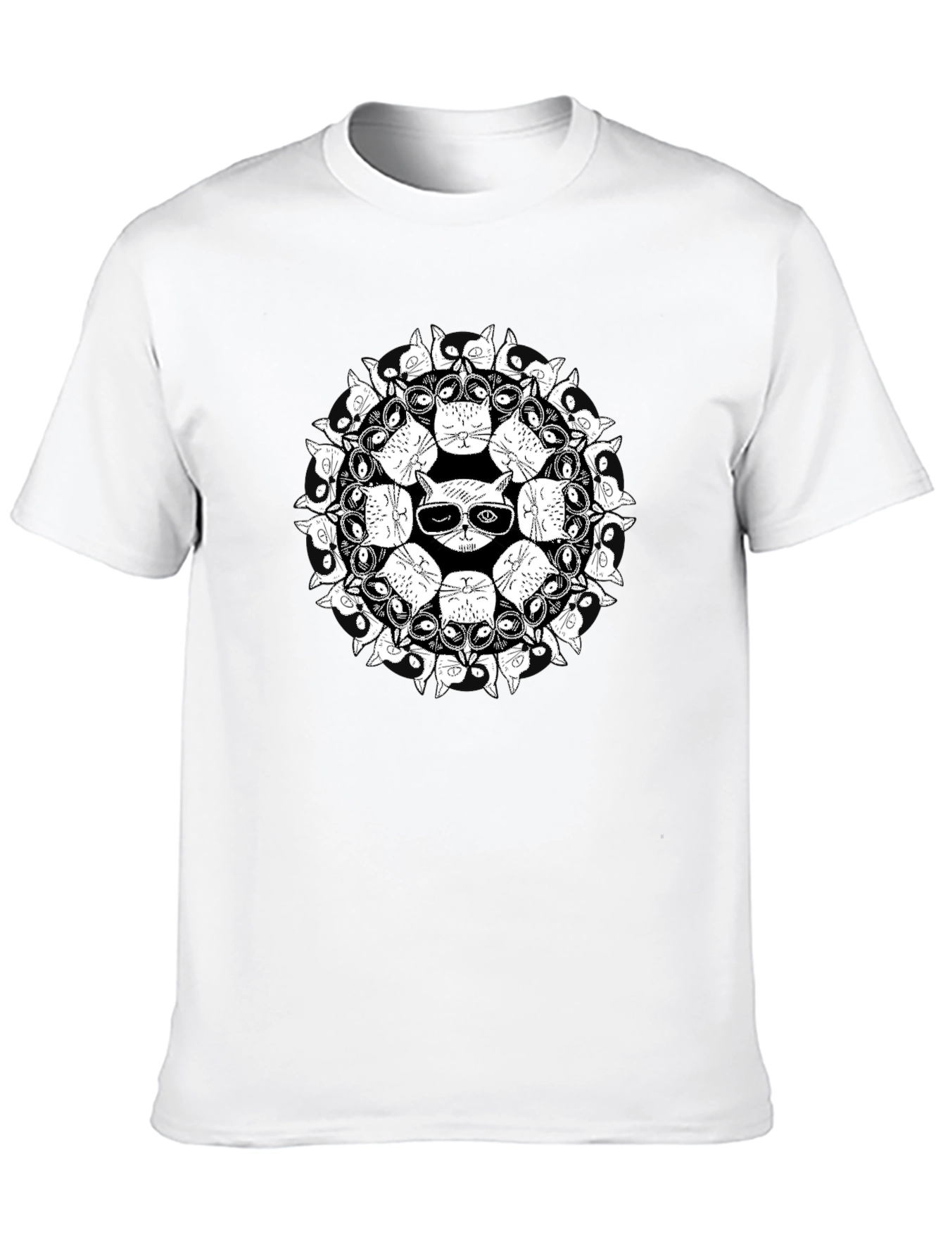 Cool Cat Mandala Graphic T-Shirt
