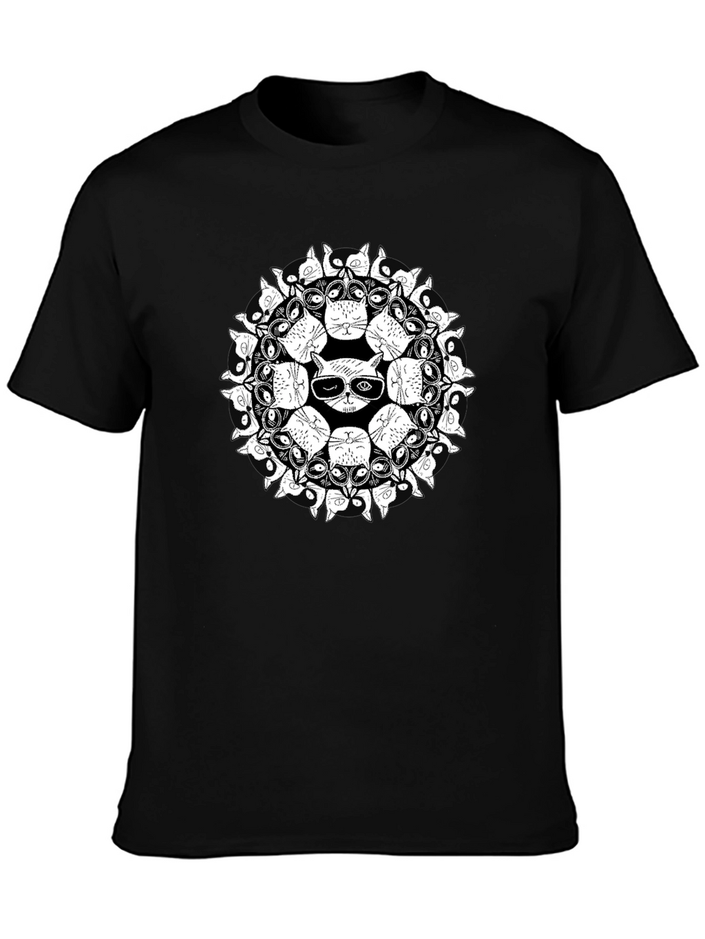 Cool Cat Mandala Graphic T-Shirt