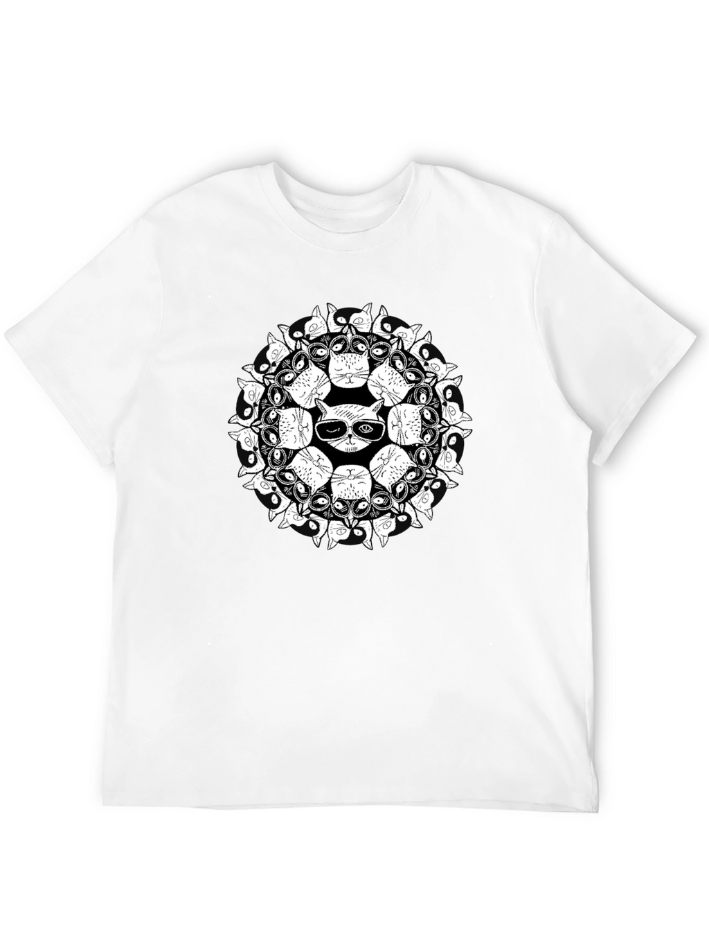 Cool Cat Mandala Graphic T-Shirt