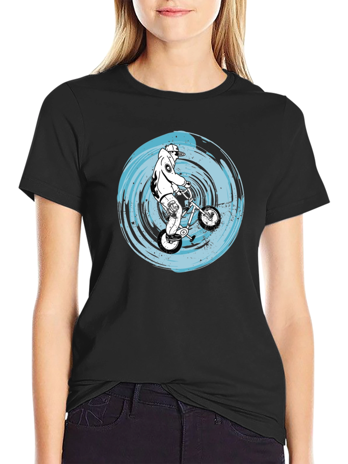 BMX Rider Graphic Tee - Black Cotton Comfort