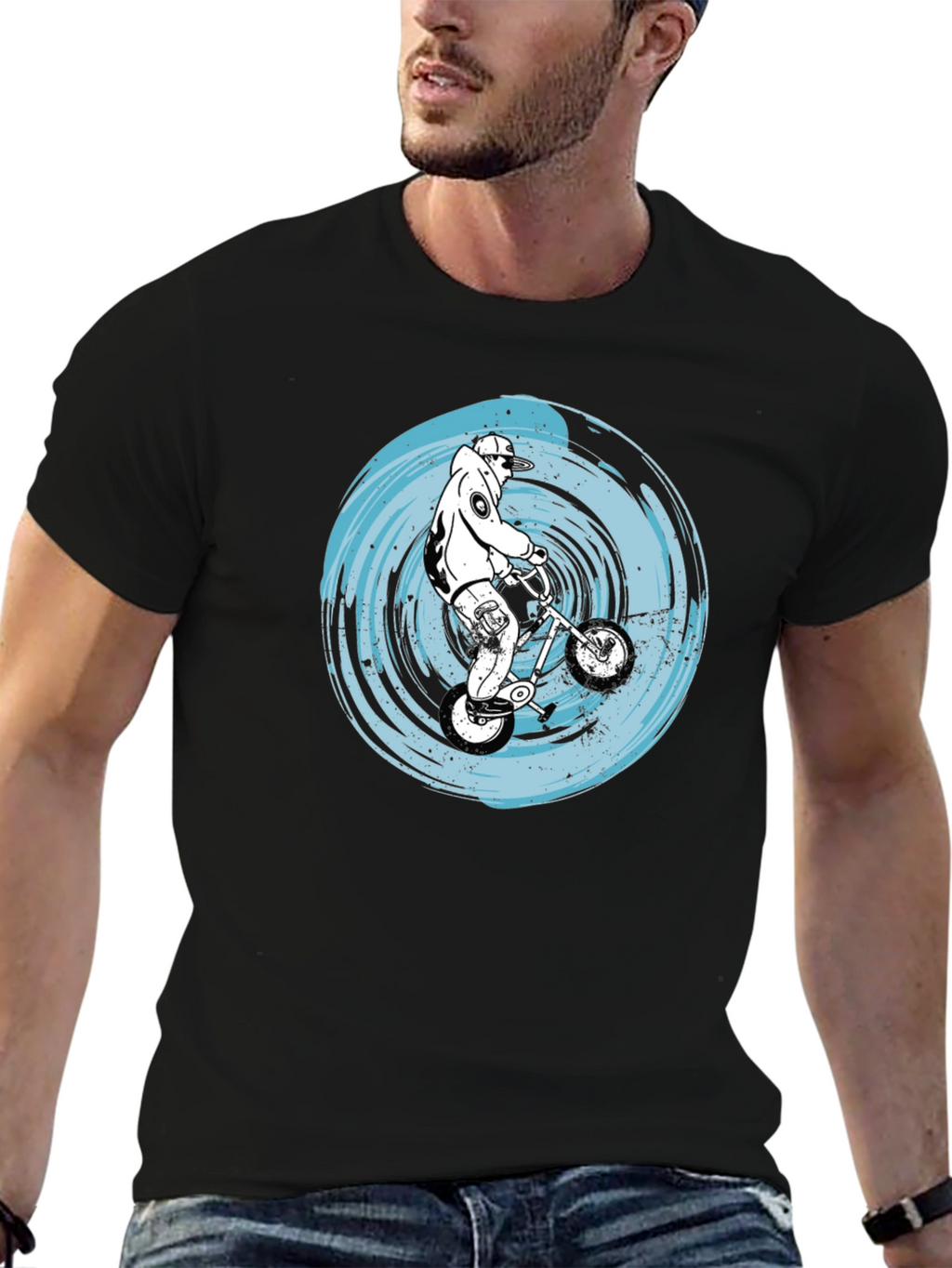 BMX Rider Graphic Tee - Black Cotton Comfort