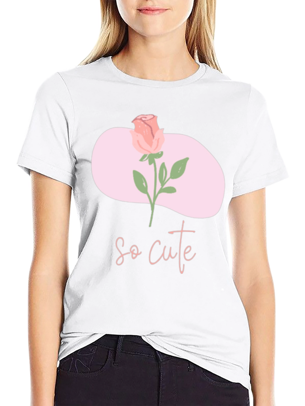 So Cute Rose Graphic Tee - Stylish Comfort