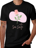 So Cute Rose Graphic Tee - Stylish Comfort