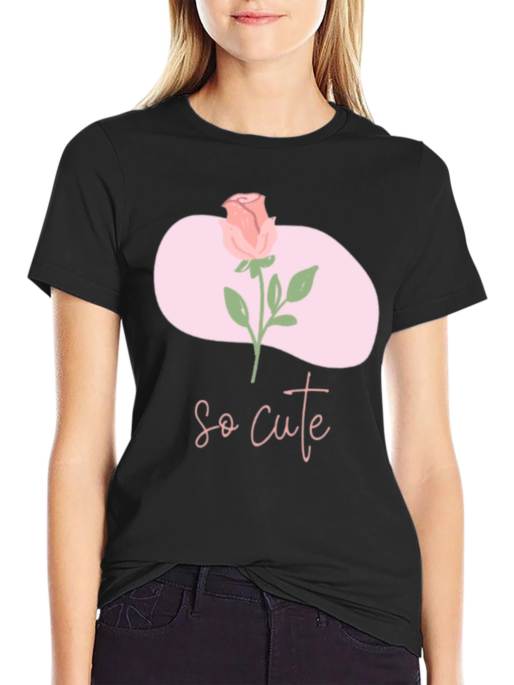 So Cute Rose Graphic Tee - Stylish Comfort