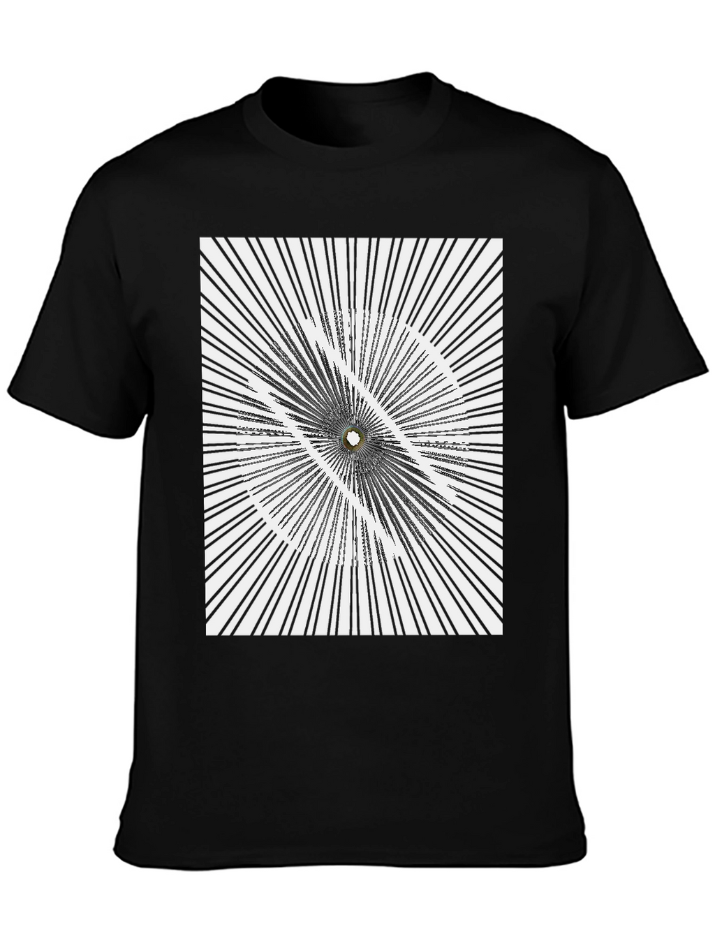 Abstract Optical Illusion Graphic Print Black T-Shirt