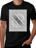 Abstract Optical Illusion Graphic Print Black T-Shirt