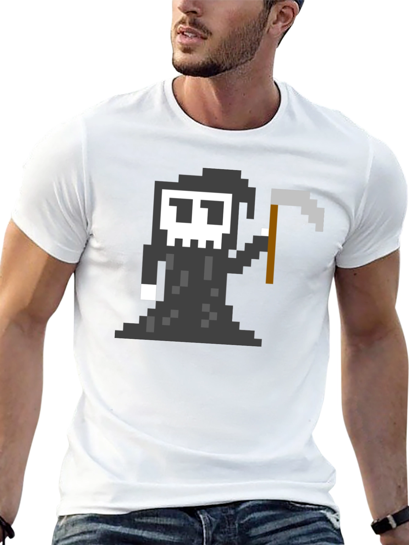 Pixel Grim Reaper Graphic T-Shirt - Black