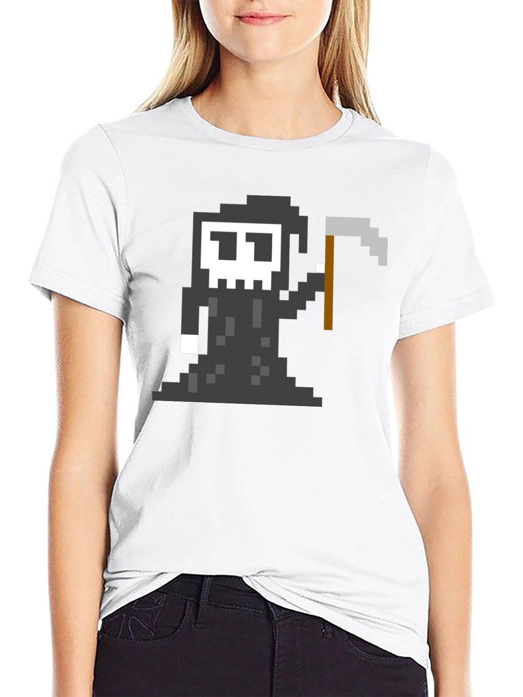 Pixel Grim Reaper Graphic T-Shirt - Black