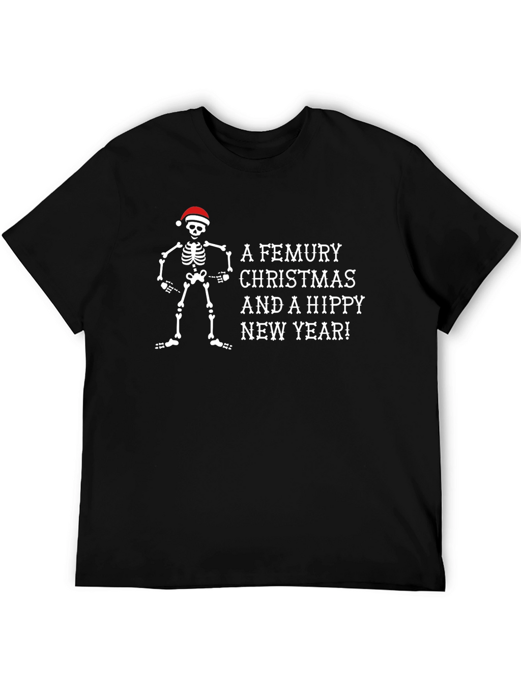 A Femury Christmas Skeleton Santa Holiday T-Shirt