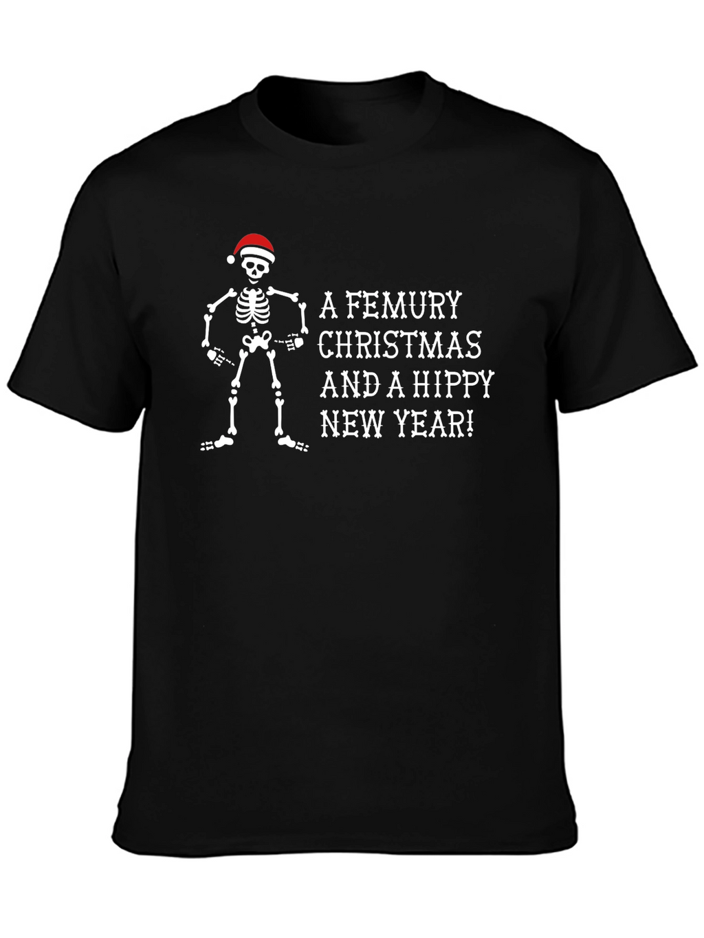A Femury Christmas Skeleton Santa Holiday T-Shirt